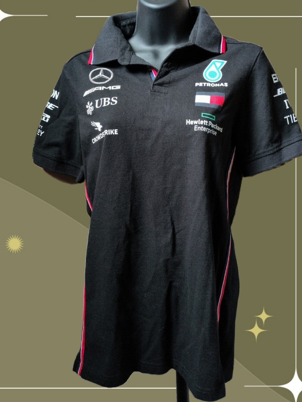 ✨Official Black Tommy Hilfiger Mercedes-AMG Petronas Motorsport racing polo XS